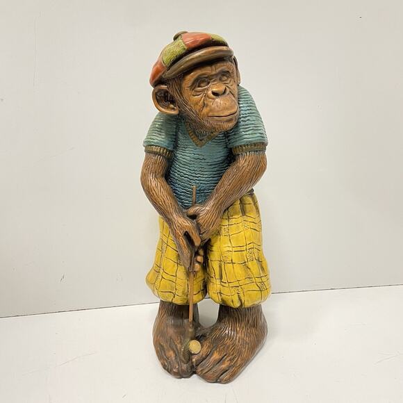 VTG 1976 Progressive Art Products 15” Chimpanzee Chimp, Not Monkey Golf Statue - Picture 1 of 9